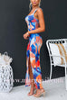 High Slit Waisted Floral Print Maxi Cami Dress