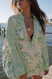 Margovil Collared V Neck Shirt and Side Slit Shorts Vitamin Sea Print Set
