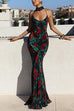 Margovil Spaghetti Strap Open Back Floral Print Maxi Dress