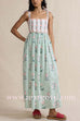 Margovil Tie Shoulder Back Lace-up Striped Floral Maxi Cami Dress