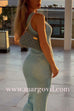 Margovil U Neck Sequin Knit Bodycon Maxi Tank Dress