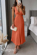 V Neck Cut Out Waist Sleeveless Pleated Maxi Dress(7 Colors Available!)