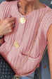 Margovil Gold Buttons Pocketed Chunky Sweater Vest