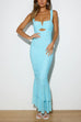 Margovil Sleeveless Cut Out Ruched Ruffle Bodycon Maxi Dress