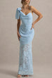 Margovil Sleeveless Bow Shoulder Flare Maxi Dress