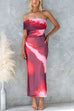 Off Shoulder Mesh Stretchy Tie Dye Maxi Dress