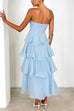 Margovil Strapless Ruffle Layered Maxi Dress