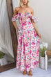 Ruffle Trim Bow Back Cut Out Floral Print Swing Maxi Dress
