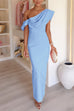 Draped One Shoulder Bodycon Maxi Party Dress