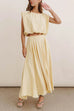 Elastic Waist A-line Flowy Maxi Skirt