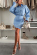 Margovil Long Sleeves Button Up Striped Mini Shirt Dress