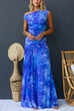 Asymmetric Shoulder Ruched Waist Floral Print Maxi Dress