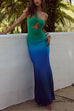 Margovil One Shoulder Cut Out Gradient Bodycon Maxi Dress