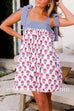 Margovil Striped Tie Shoulder Floral Print Mini Cami Dress