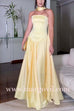 Strapless Drop Waist Satin Swing Maxi Dress