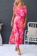 One Shoulder Tie Waist Slit Tie Dye Maxi Dress