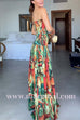 Strapless Smocked Ombre Print Swing Maxi Dress