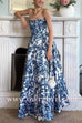 Margovil Strapless Back Lace-up Print Maxi Party Dress