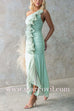 Margovil One Shoulder Slit Ruched Ruffle Mesh Maxi Dress