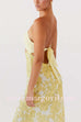 Margovil Strapless Tie Back Cut Out Floral Print Maxi Dress