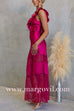 Ruffle Trim Sleeveless Open Back Lace Splice Satin Maxi Dress