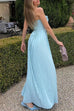 Margovil Strapless V Neck Corset Pleated Maxi Dress