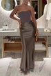 Margovil Strapless Patchwork Satin Bodycon Maxi Party Dress