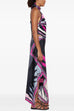 Margovil Printed Halter Tie Knot Backless Top and Irregular Hem Maxi Skirt Set