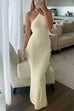 Margovil Halter Open Back Hollow Out Knit Bodycon Maxi Dress
