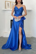 Strapless Back Lace-up High Slit Ruffle Maxi Dress