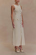 Margovil Sleeveless Button Down Knit Bodycon Maxi Dress