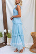 Backless Lace-up Ruffle Trim Sleeveless Maxi Dress