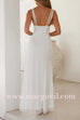 V Neck Double Straps Flower Applique High Slit Maxi Dress