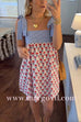 Margovil Striped Tie Shoulder Floral Print Mini Cami Dress