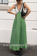 Margovil V Neck Color Block Sleeveless Maxi Swing Dress