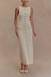 Margovil Sleeveless Button Down Knit Bodycon Maxi Dress