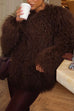 Margovil Open Front Winter Faux Fur Teddy Coat