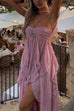 Margovil Sleeveless Open Back High Slit Ruffle Maxi Dress
