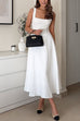 Sleeveless Square Neck Waisted Swing Maxi Dress