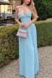 Margovil Strapless V Neck Corset Pleated Maxi Dress
