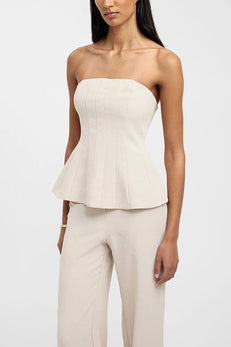 Strapless Tube Seam Peplum Top