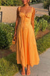 Margovil Drawstring Neck Slit Bustier Midi Cami Dress