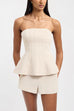 Strapless Tube Seam Peplum Top
