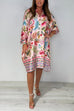 Margovil Button Up Long Sleeves Floral Print Satin Shirt Dress