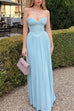 Margovil Strapless V Neck Corset Pleated Maxi Dress
