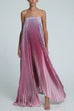 Margovil Strapless Tube Gradient Ombre Satin Maxi Party Dress