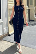 Margovil Sleeveless Button Down Knit Bodycon Maxi Dress