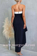 Strapless Draped Slit Color Block Maxi Dress