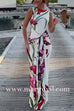 Margovil Sleeveless Tie Waist Floral Print Bodycon Maxi Dress
