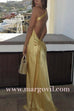 Margovil One Shoulder Open Back Tie Knot Satin Maxi Dress